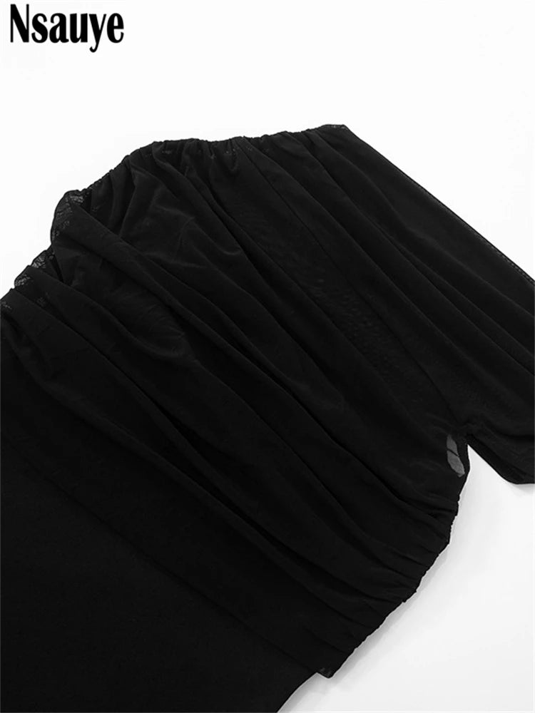 Nsauye Fashion Women Clothes Summer 2025 Black High Waisted Sexy Outfits New Elegant Basic Fashion Evening Dress Party Clubwear