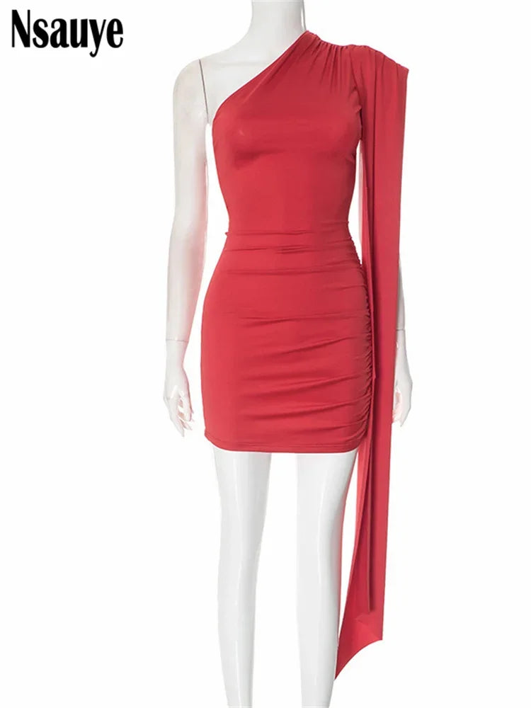 Nsauye Red Sleeveless Backless Ribbon Bodycon Mini Dresses Night Club Women Clothing Sexy Spring New Party Dresses Vestidos 2025