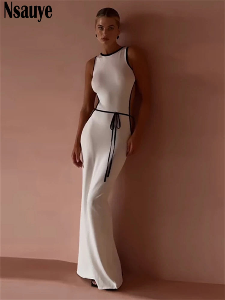 Nsauye 2025 Vacation Outfits Women New Fashion Sexy Off Shoulder Maxi Long Bodycon Evening Elegant Dress Party Night Club Summer
