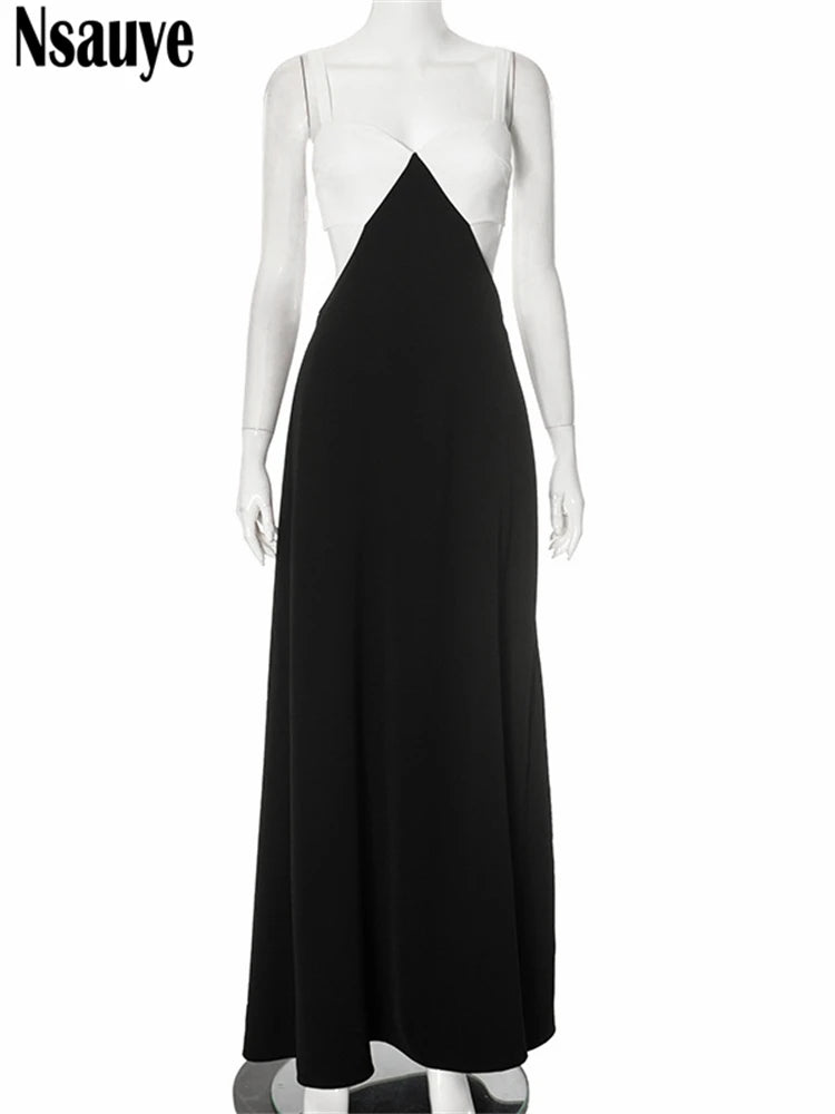Nsauye New Fashion Sexy Cut Out Elegant Long Evening Party Night Clubwear Dress Long Women Summer 2025 Clothes Dress Pullover