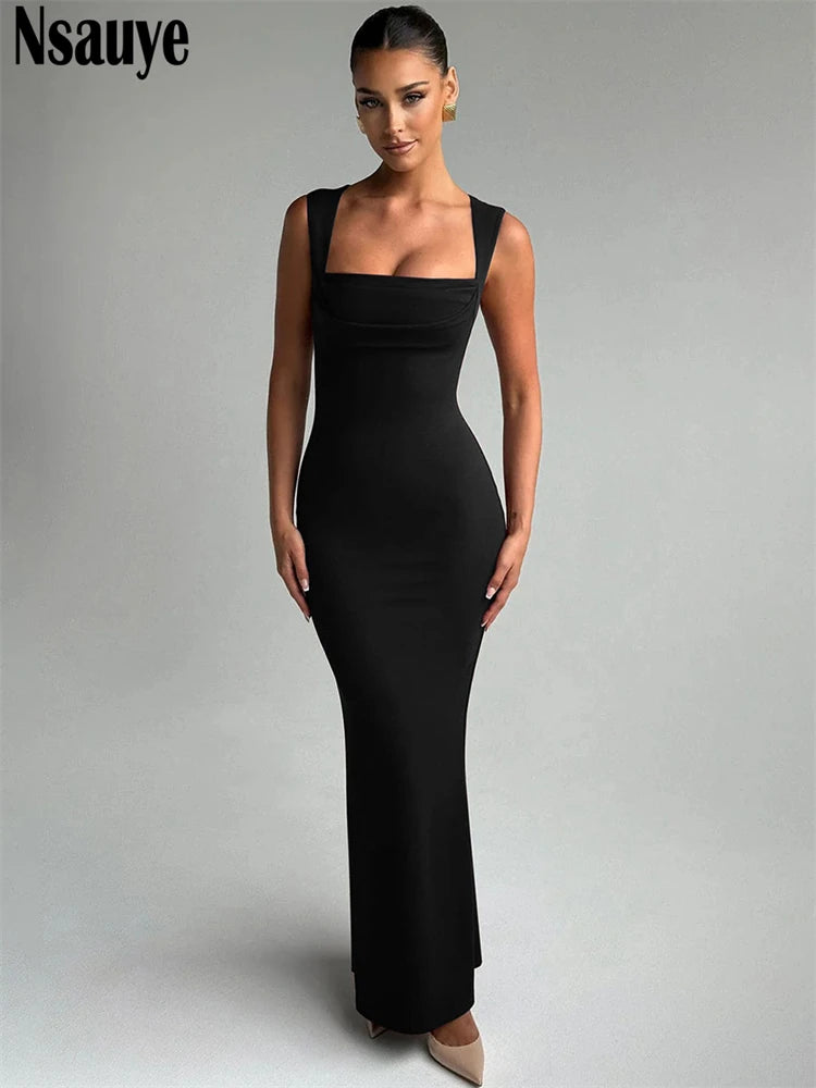 Nsauye Summer Dress Of 2025 Vacation Outfits Women Long Fashion New Sexy Evening Party Night Club Maxi Sleeveless Elegant Dress