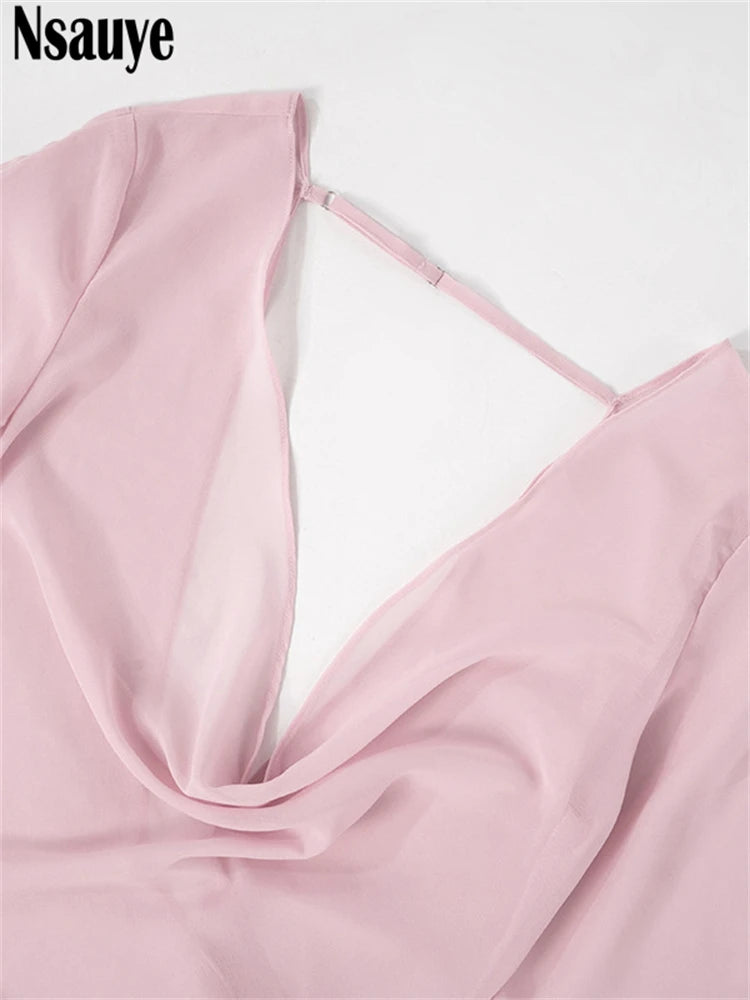 Nsauye Casual Long Sleeve Sexy Fashion Mini Party Night Club Women Dress Summer Cover Up Loungewear Bodycon Backless Dress 2024