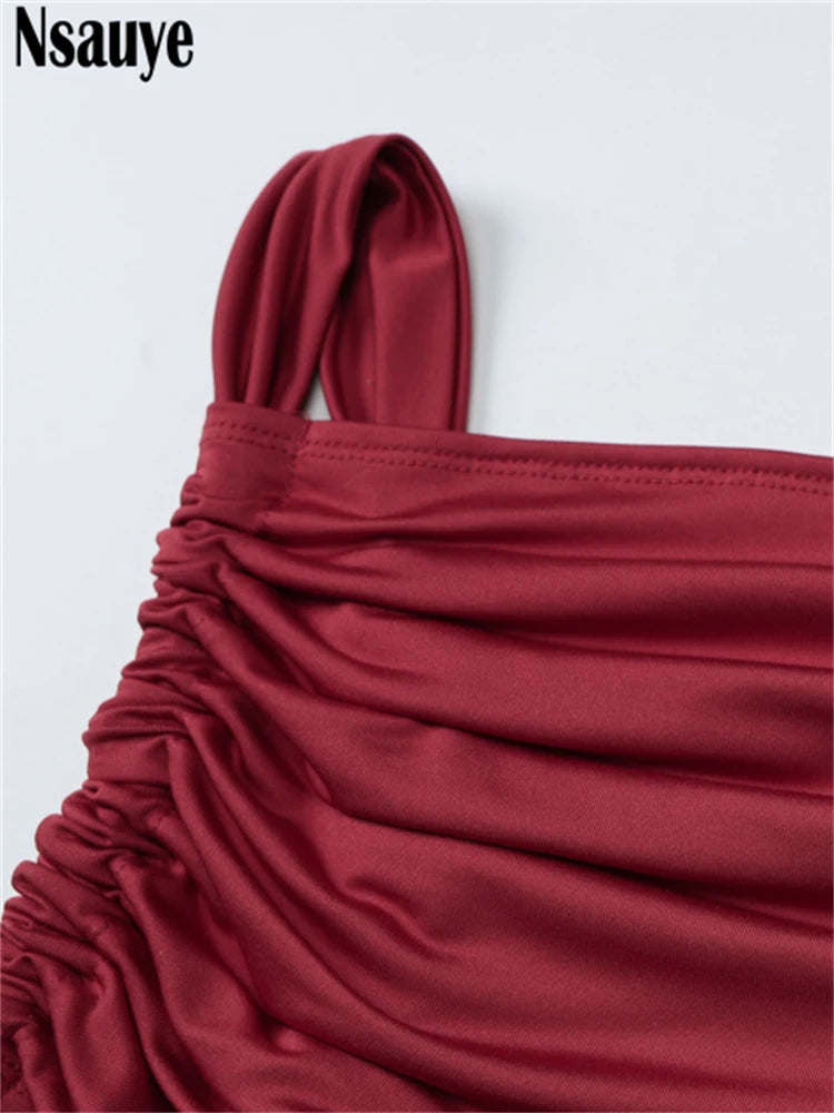 Nsauye Sexy Women Fashion New Spring Summer Mini 2025 Dress Hollow Out Night Club Evening Party Elegant Dress Low Waisted